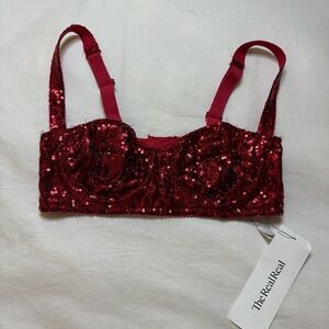 Dolce & Gabbana Red Sequin Balconette Bra
